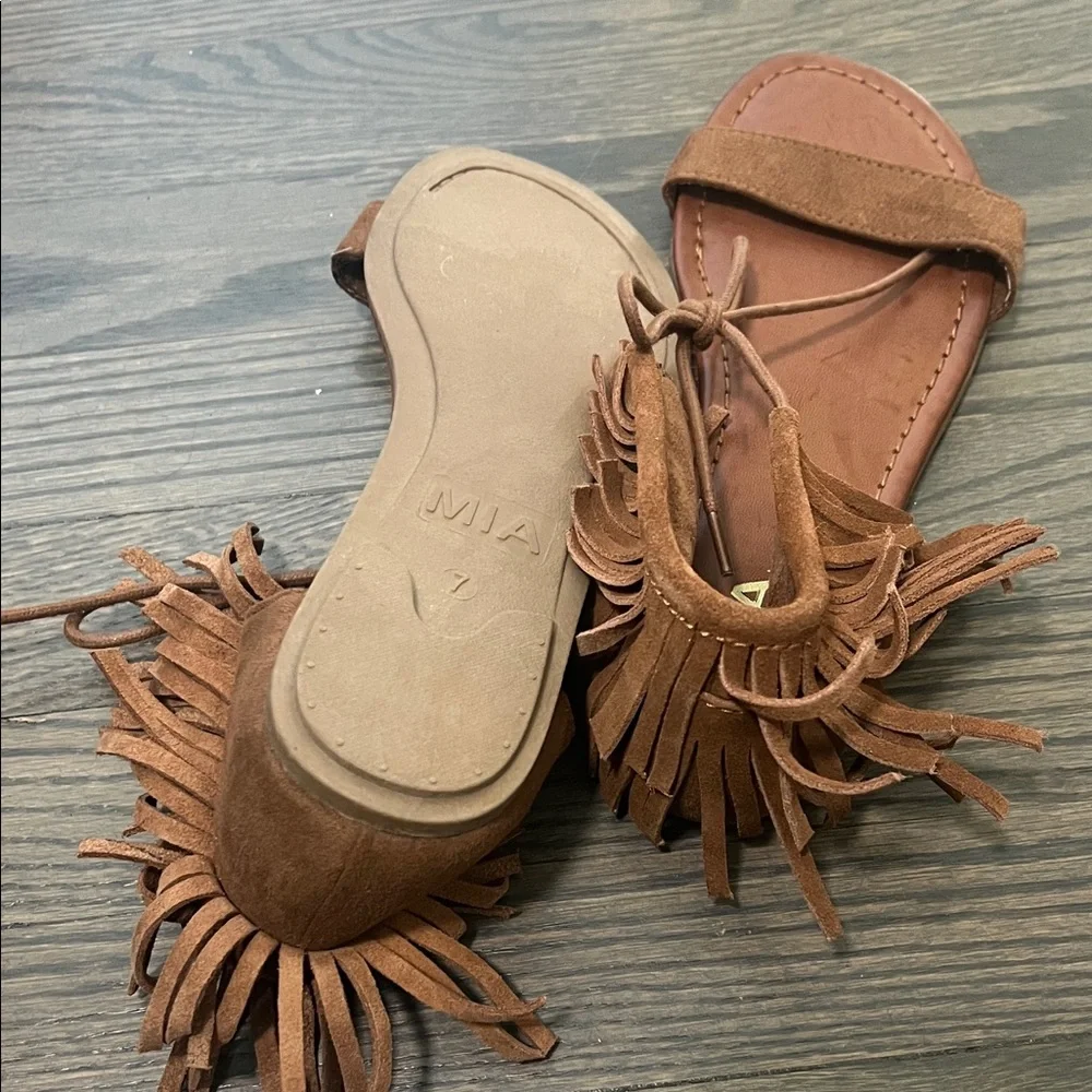 MIA Tan Fringe Sandals for Women - Picture 3 of 4